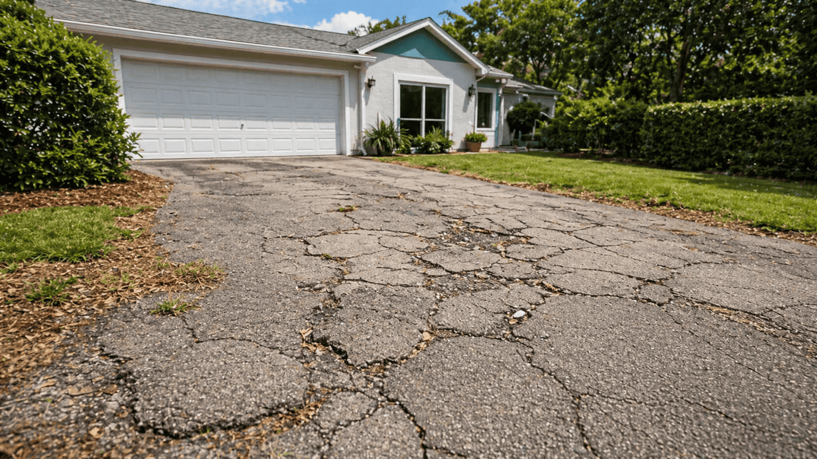 Before condition of driveway area in Tampa Bay prior to paver installation